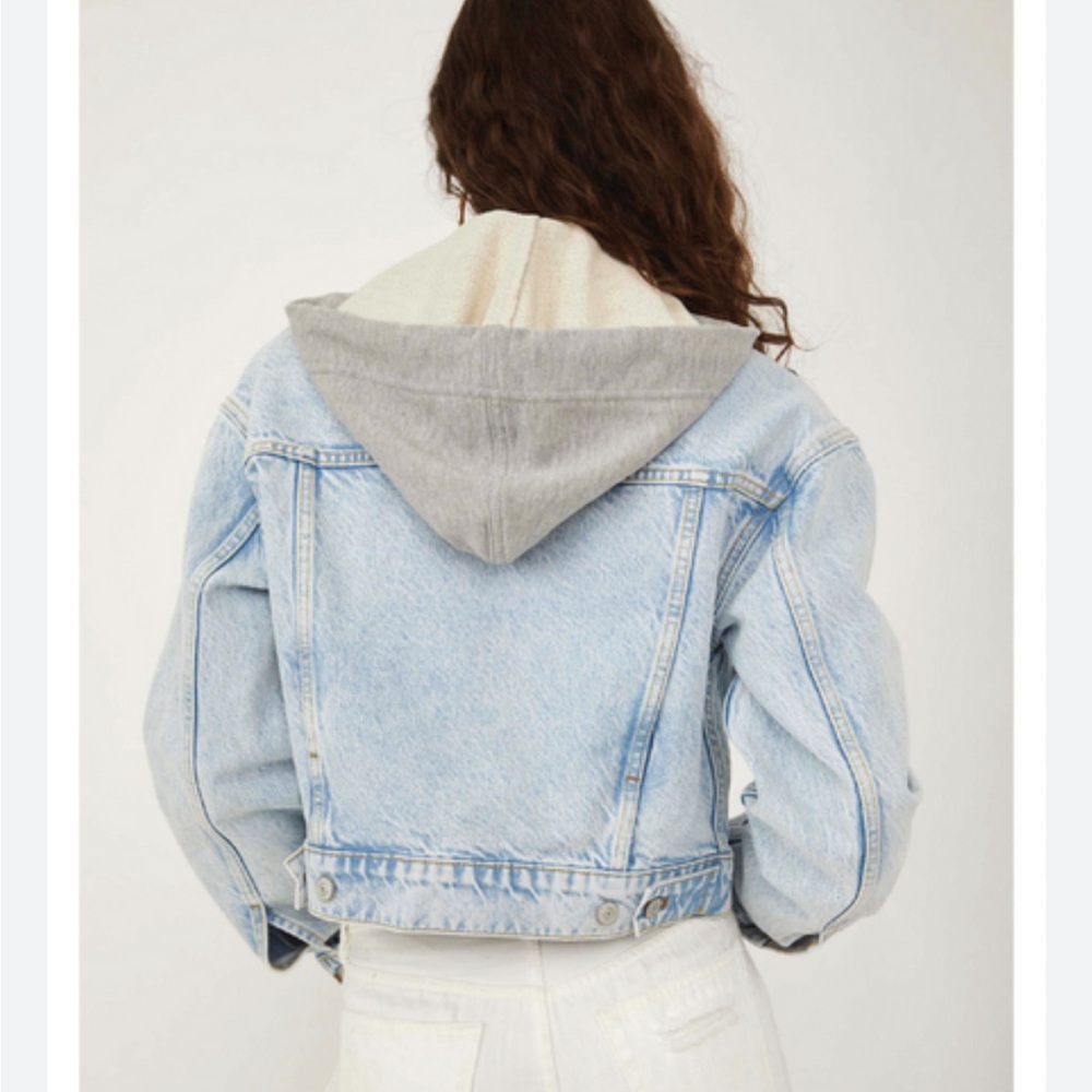 COPY - Free people cropped denim jacket with hoodie